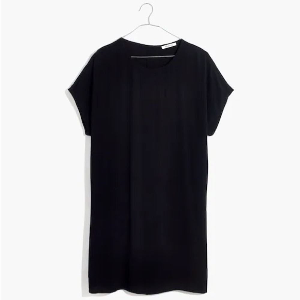 Madewell Black Crewneck Button Back Easy Dress Medium